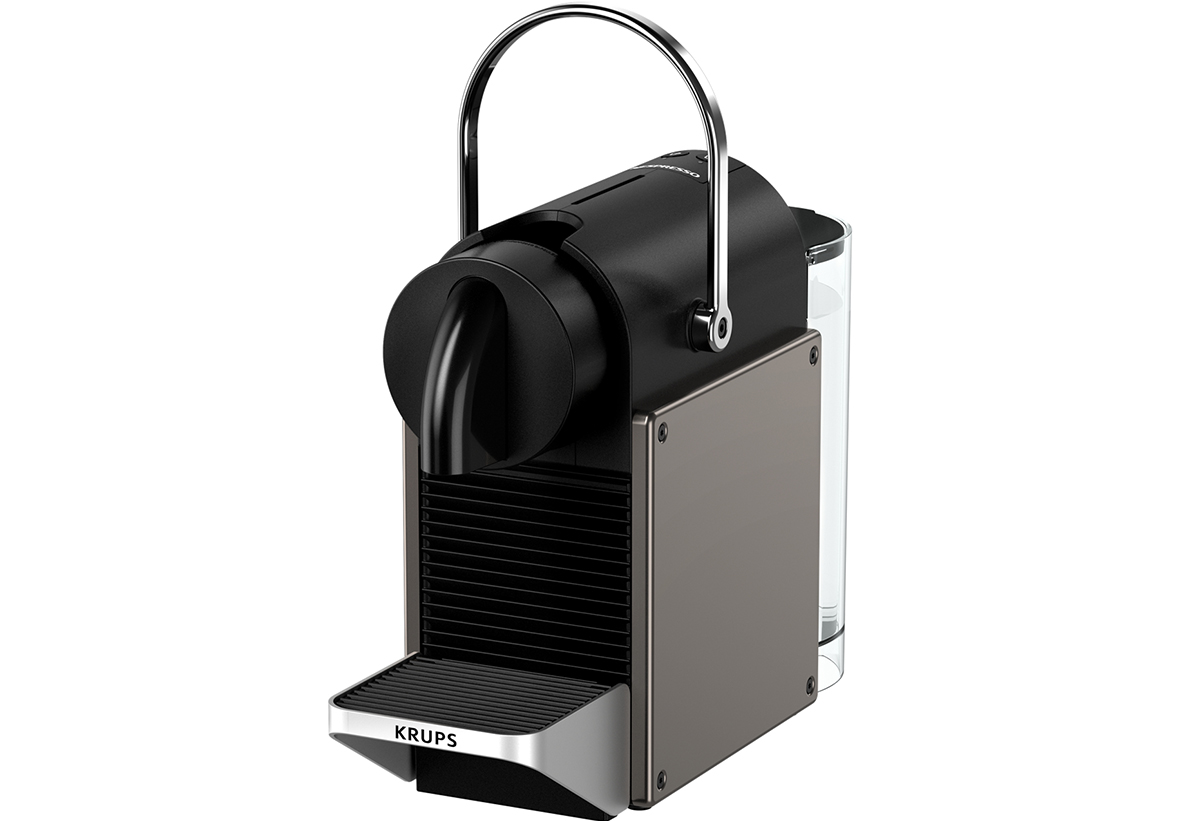 Στην φωτογραφία δείχνει την μηχανή από πάνω και τις 2 επιλογές σε πόσοτητα καφέ που μπορεί να παράγει